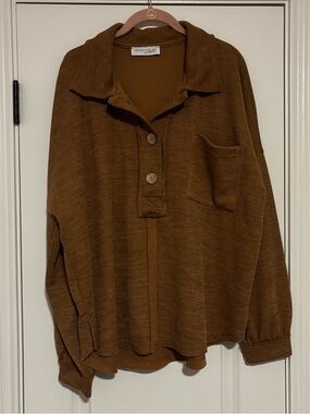 Impressions Caramel Brown Knit Pullover